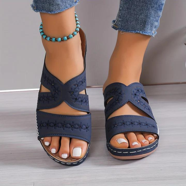 Sanne | Women's Orthopaedic Cut-Out Wedge Slide Sandals