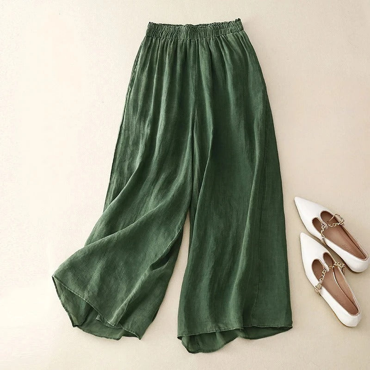 Sienna | Women's Linen Elastic Waist Wide-Leg Culottes