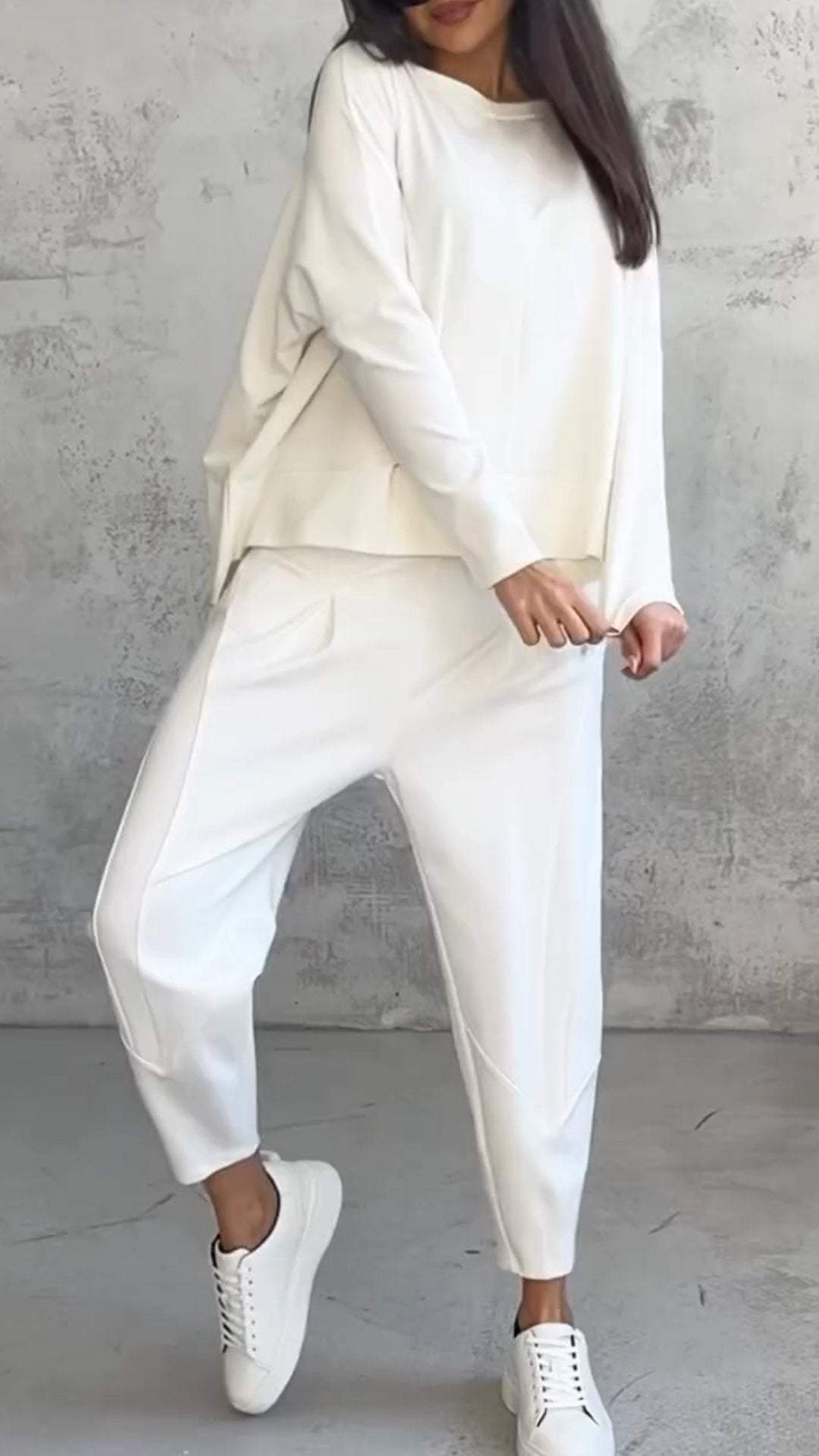 Sloane | Women's Cotton-Blend Relaxed Long-Sleeve Top & Trouser Set