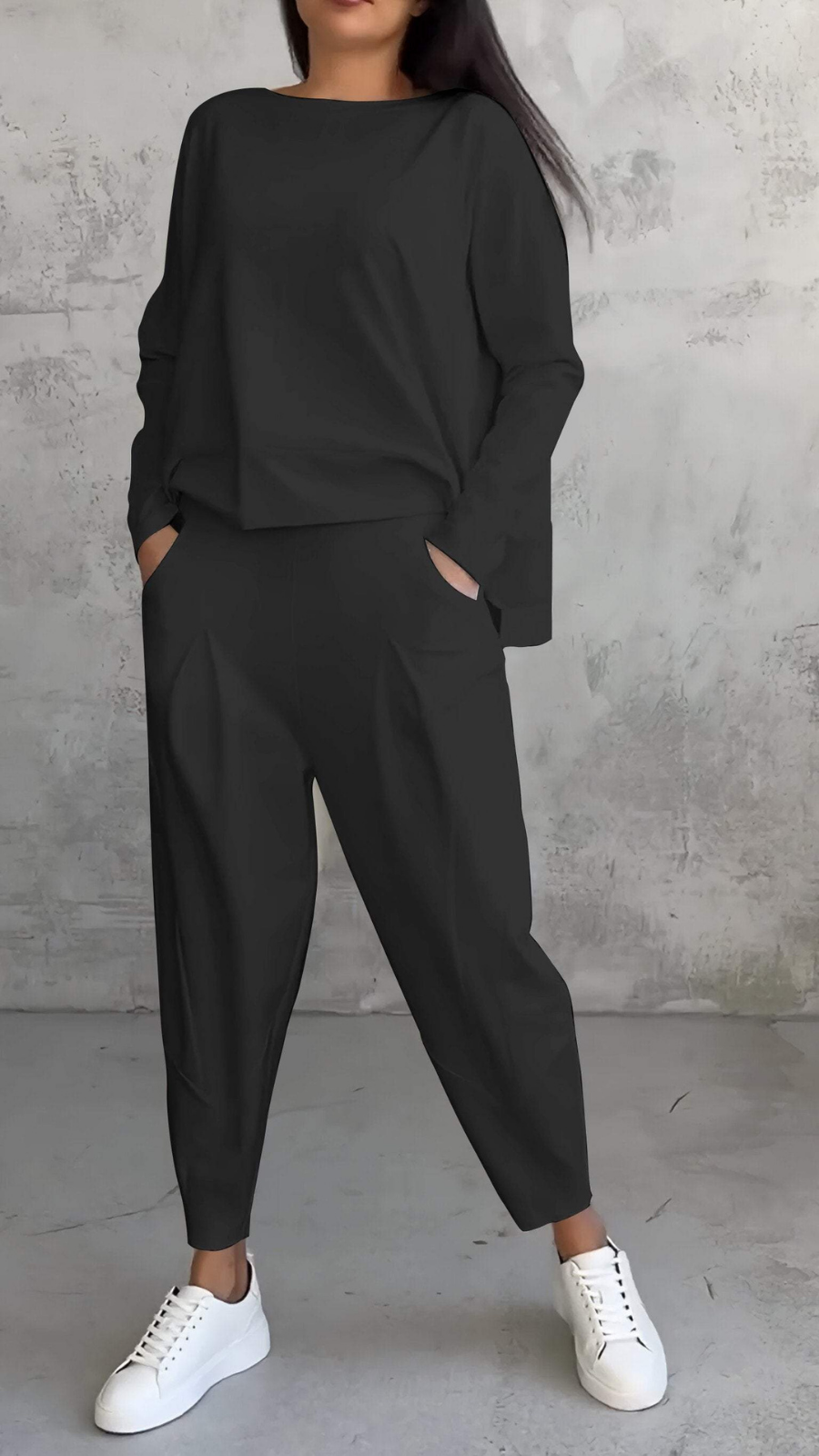 Sloane | Women's Cotton-Blend Relaxed Long-Sleeve Top & Trouser Set