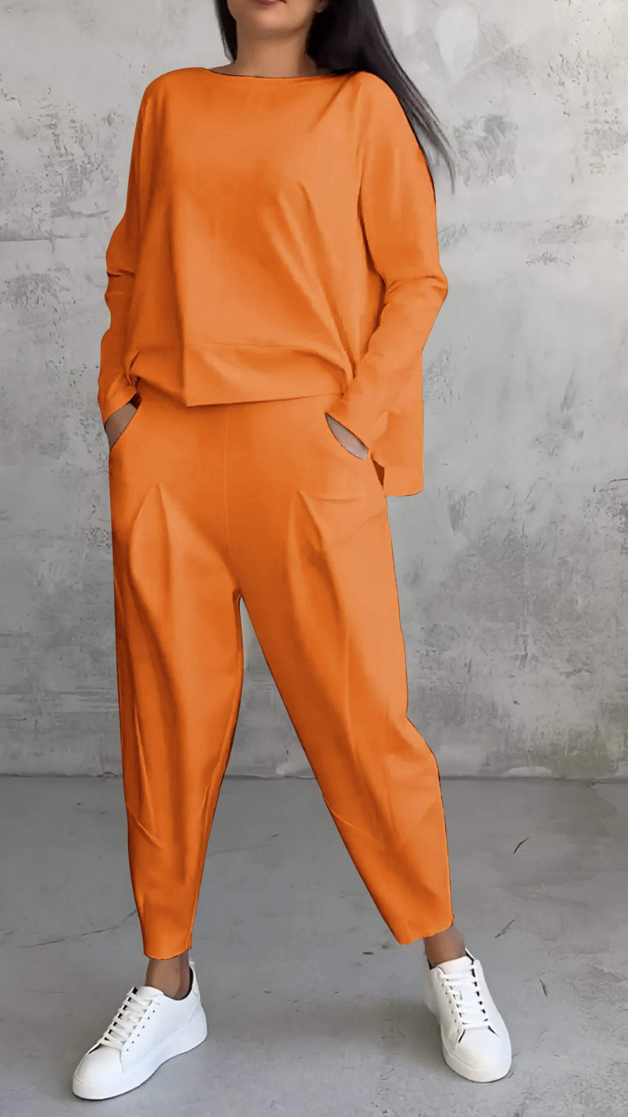 Sloane | Women's Cotton-Blend Relaxed Long-Sleeve Top & Trouser Set
