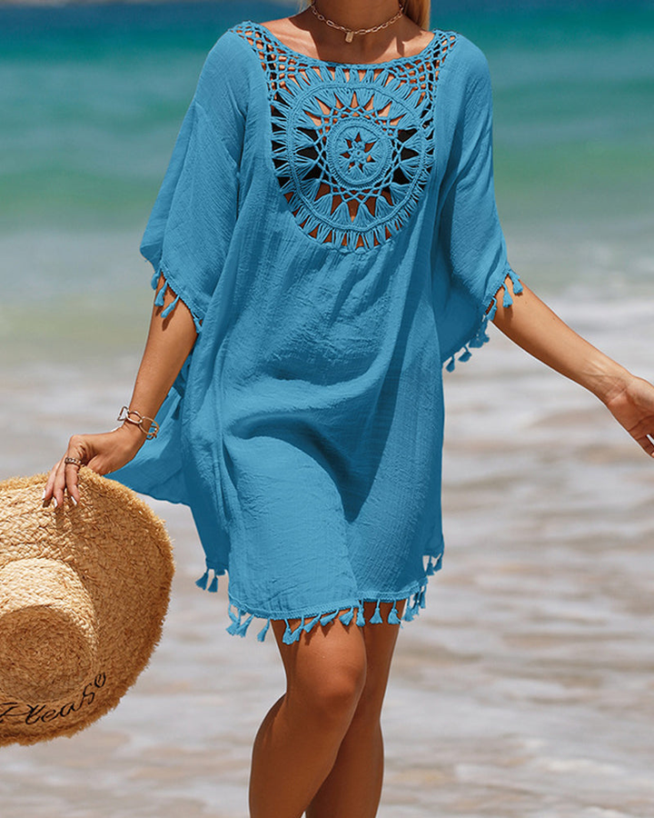 Solene | Women's Cotton Crochet Tassel Beach Cover-Up