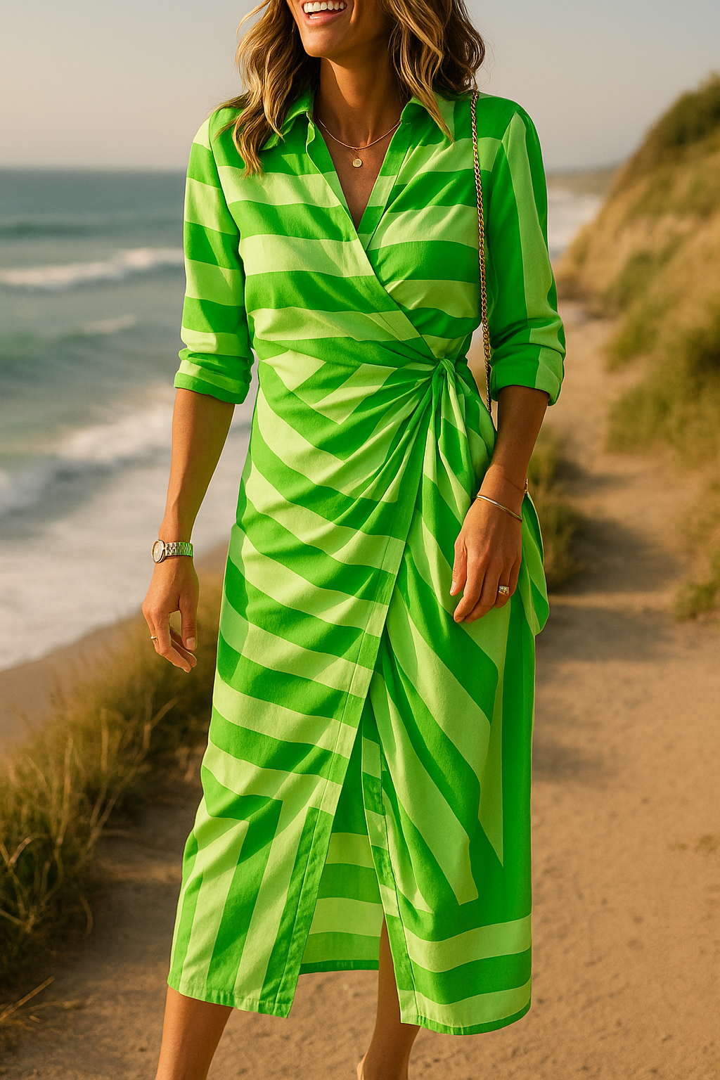 Soraya | Bold Striped Tie-Front Midi Dress