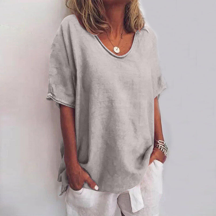 Sutton | Women's Cotton V-Neck Oversized Short Sleeve Tee