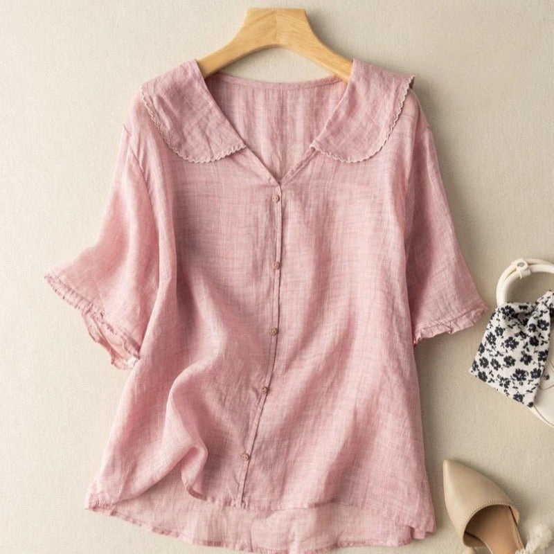 Sutton | Women's Linen Relaxed Collar Casual Blouse