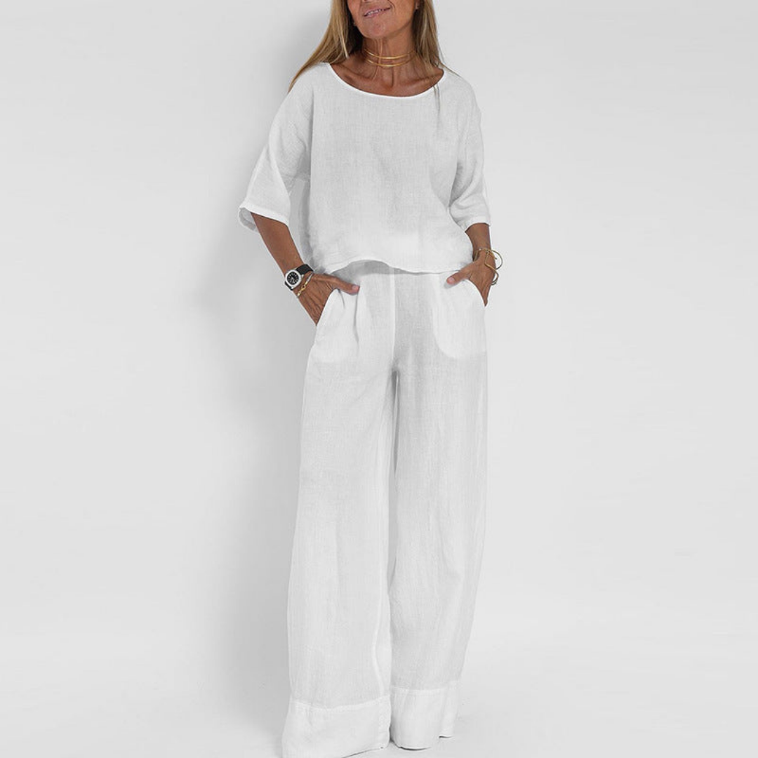 Tabitha | Women's Linen Top & Wide-Leg Trouser Co-Ord Set