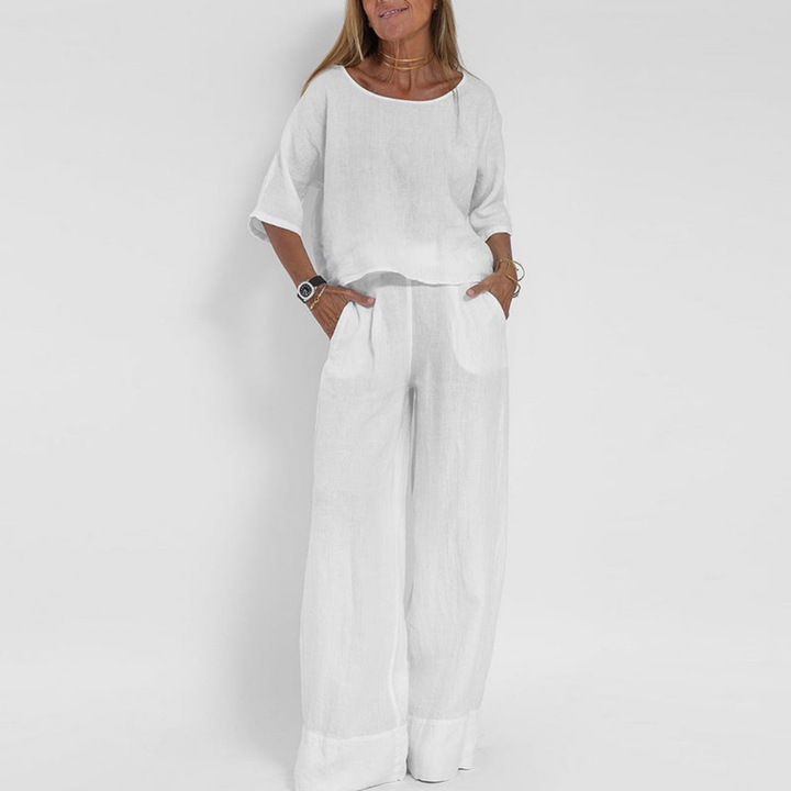 Tabitha | Women's Linen Top & Wide-Leg Trouser Co-Ord Set
