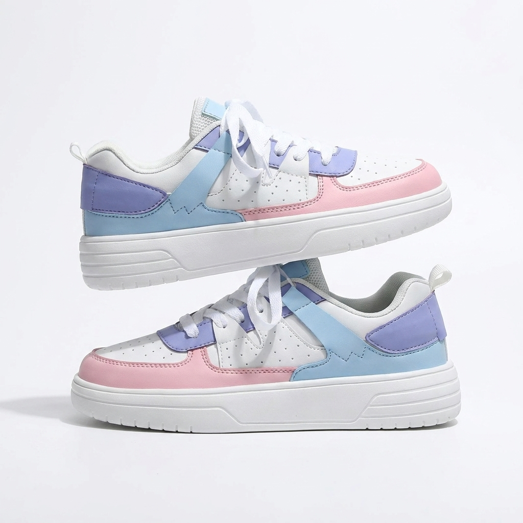Thea | Women's Breathable Pastel Colour Block Platform Sneakers