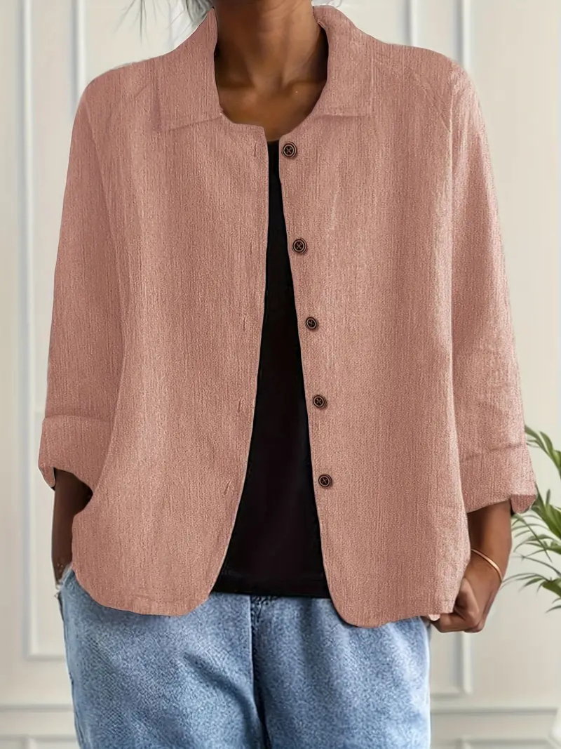 Thea | Women's Linen Button-Down Relaxed Shirt Jacket