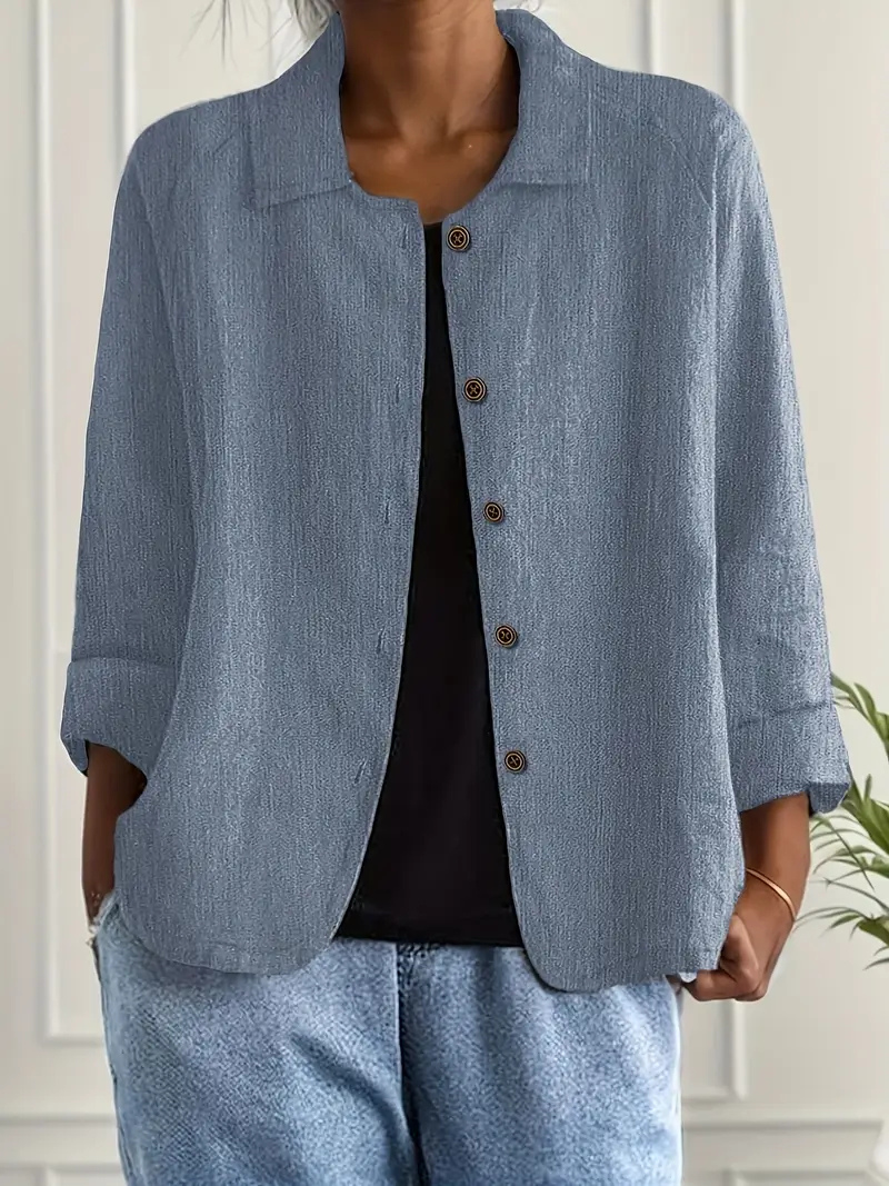 Thea | Women's Linen Button-Down Relaxed Shirt Jacket