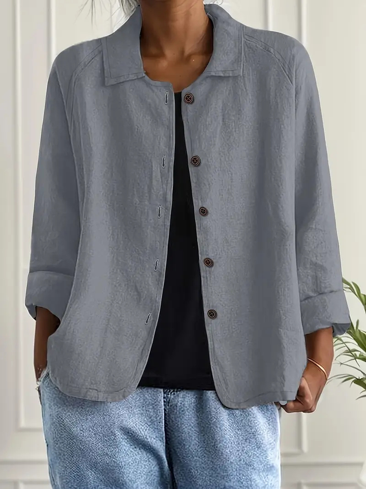 Thea | Women's Linen Button-Down Relaxed Shirt Jacket