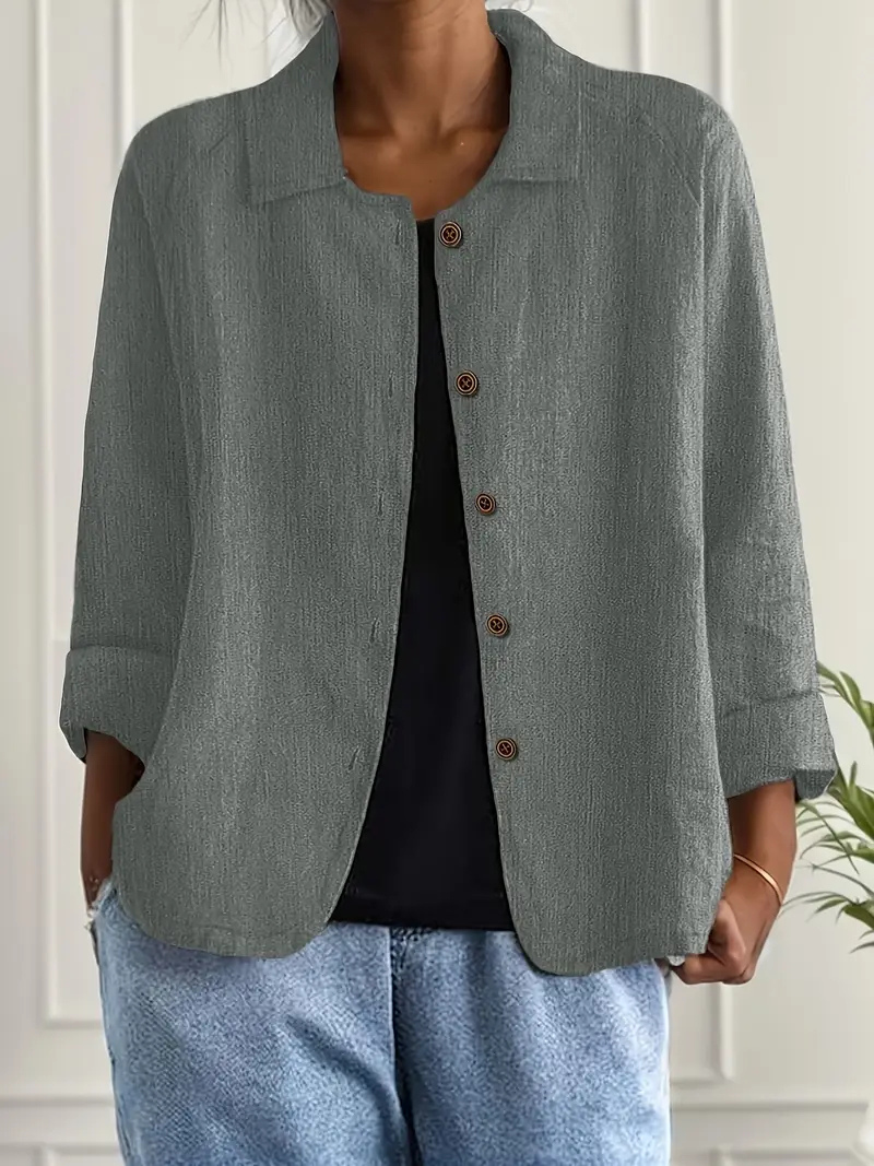 Thea | Women's Linen Button-Down Relaxed Shirt Jacket