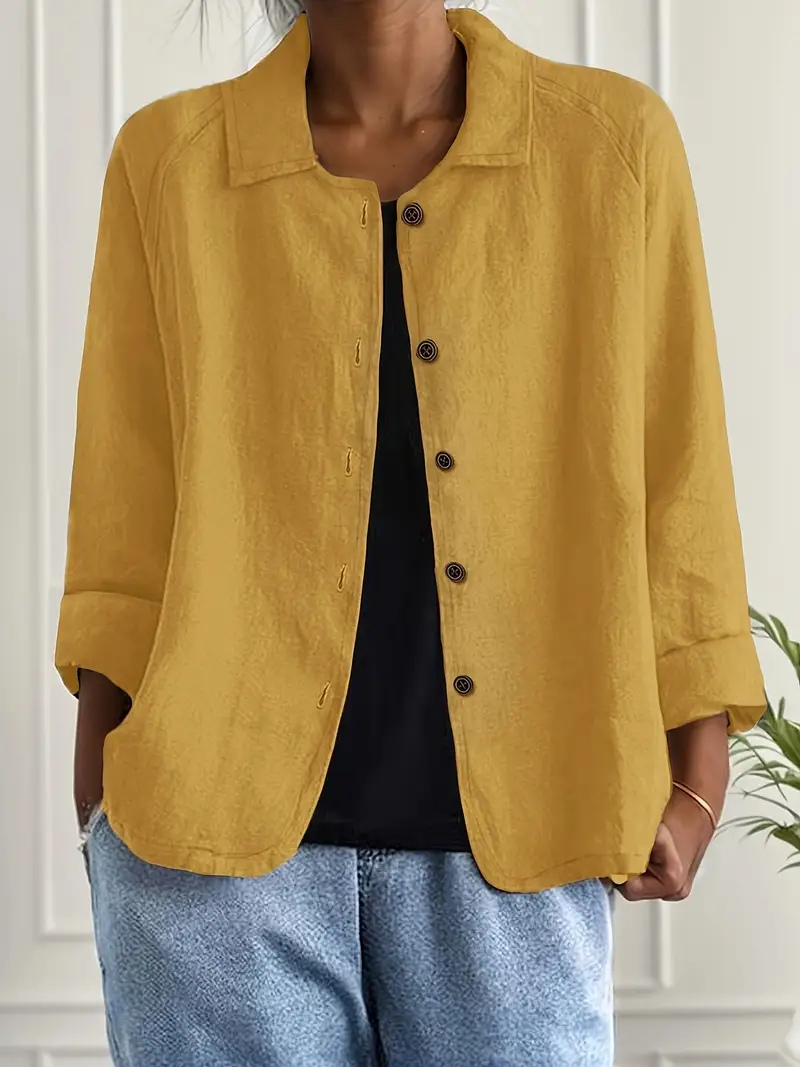 Thea | Women's Linen Button-Down Relaxed Shirt Jacket