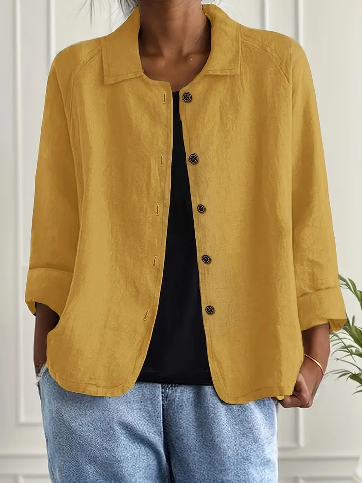 Thea | Women's Linen Button-Down Relaxed Shirt Jacket