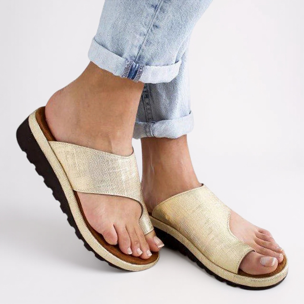 Thea | Women's Orthopaedic Wide-Strap Flat Slide Sandals