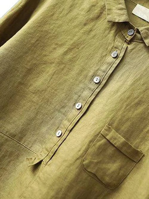 Tove | Women's Linen Half-Button Collared Pocket Shirt