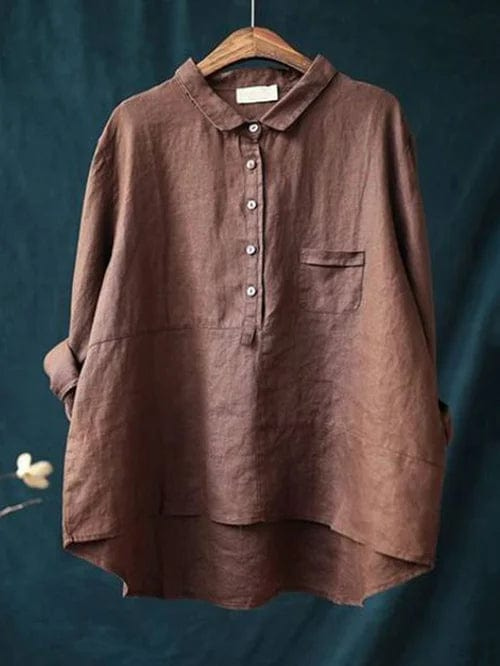 Tove | Women's Linen Half-Button Collared Pocket Shirt