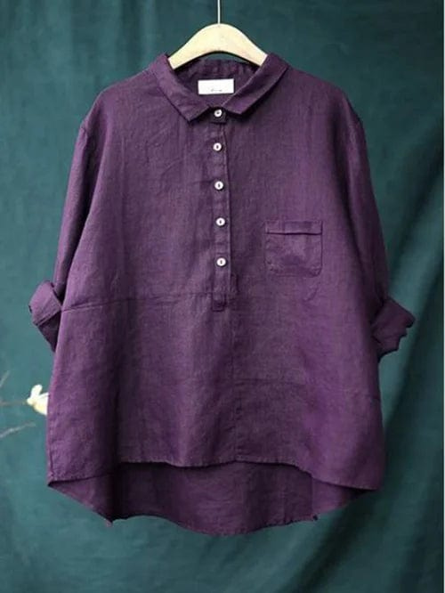 Tove | Women's Linen Half-Button Collared Pocket Shirt
