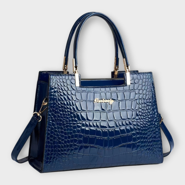 Vivienne | Women's Leather Croc-Embossed Patent Satchel Bag