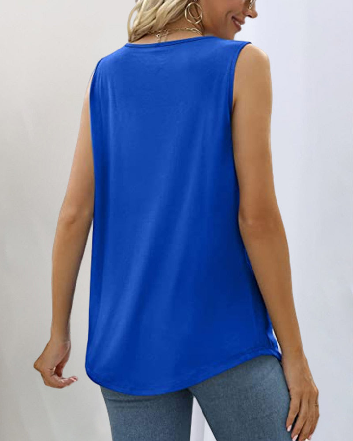 Wren | Women's Lightweight Square-Neck Pleated Sleeveless Top