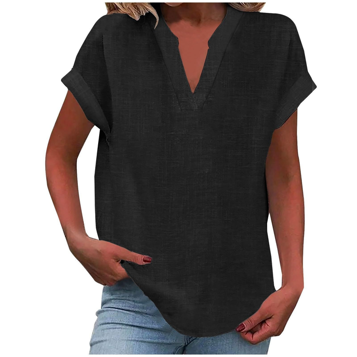 Wren | Women's Linen V-Neck Cap Sleeve Casual Top