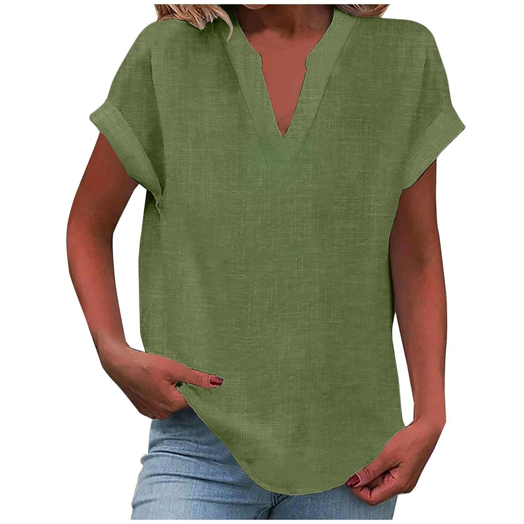Wren | Women's Linen V-Neck Cap Sleeve Casual Top