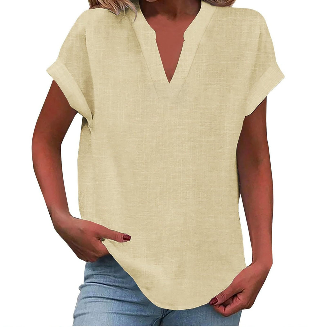 Wren | Women's Linen V-Neck Cap Sleeve Casual Top