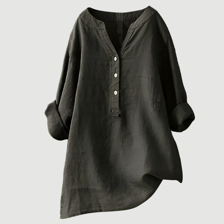 Wren | Women's Linen V-Neck Relaxed Button Blouse
