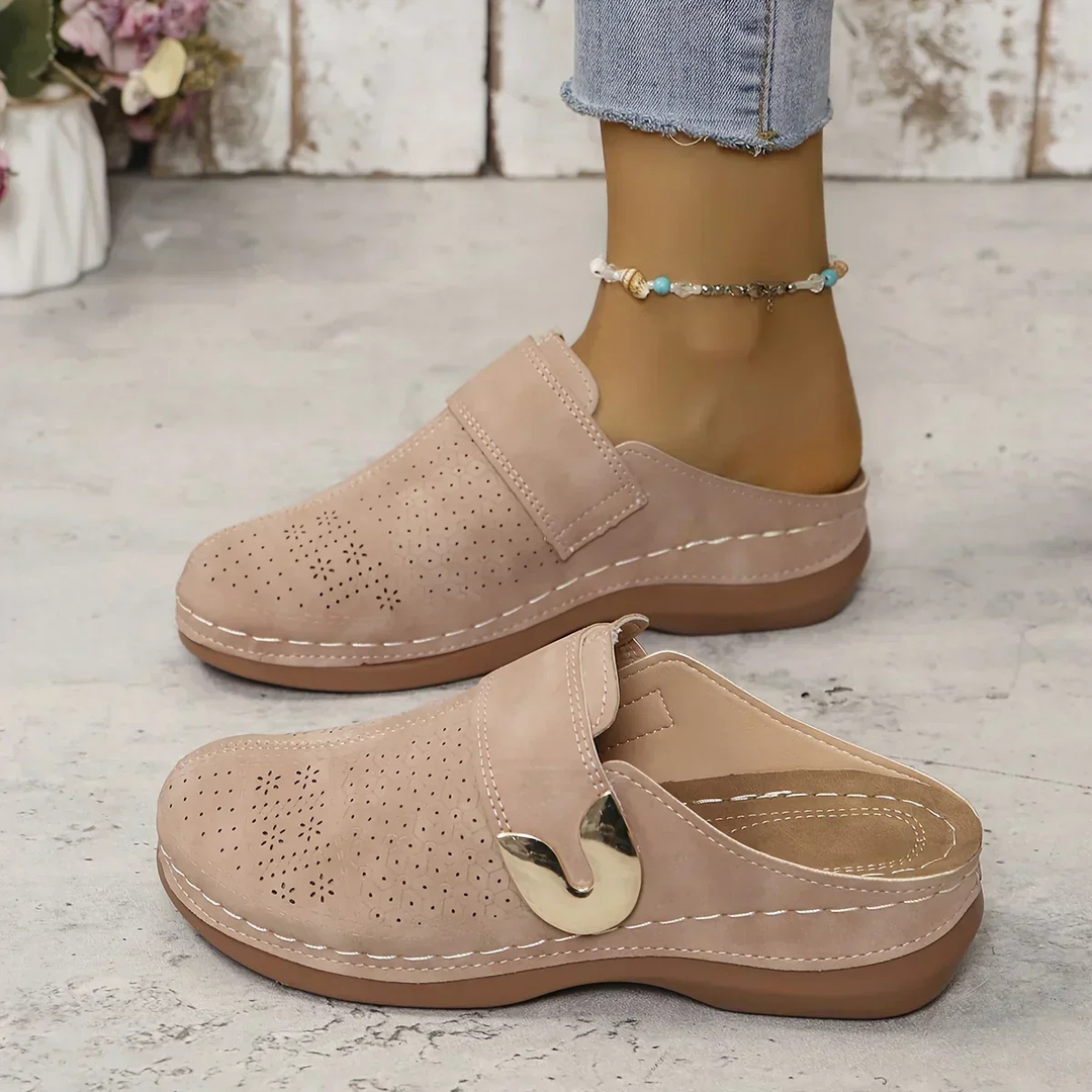 Wren | Women's Suede Buckle Detail Slip-On Flat Shoes