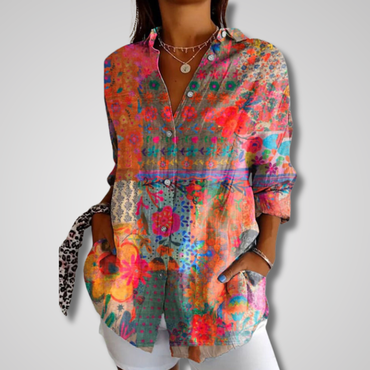 Zephyr | Women's Lightweight Print Collared Relaxed Button-Up Shirt
