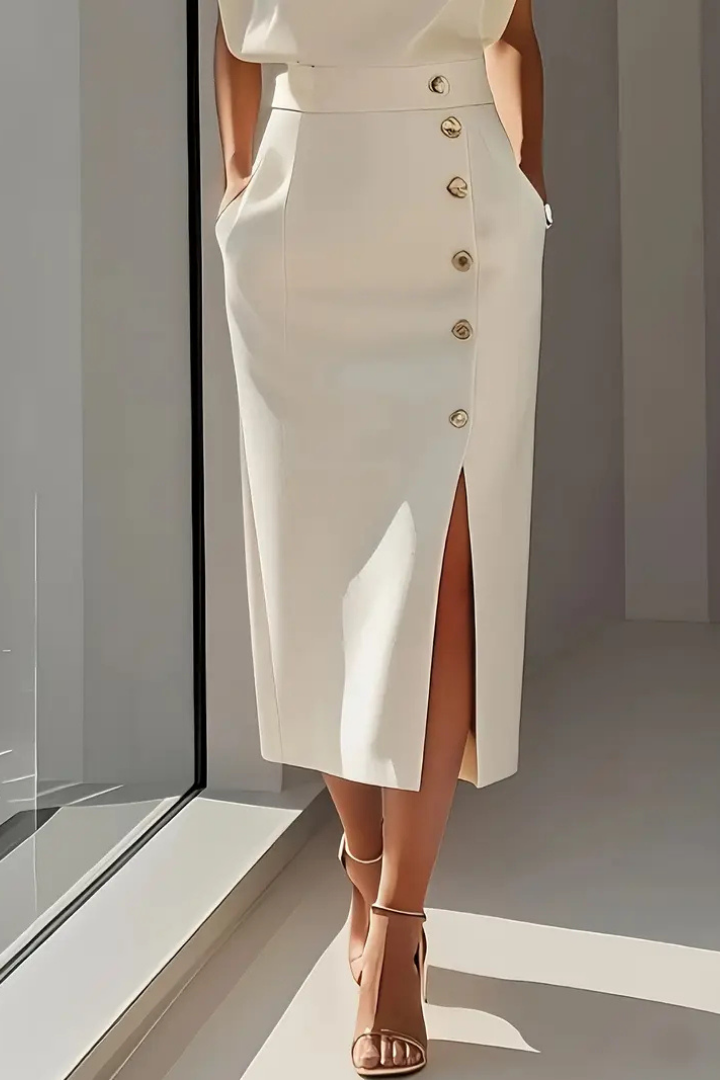 Zola | Women's Stretch Structured Shoulder Button-Front Midi Dress