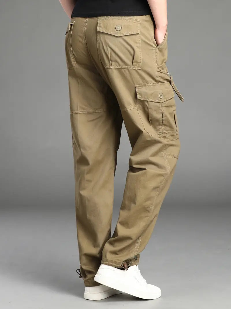 Straight-Fit Cargo Pants | Adjustable Waist & Pockets