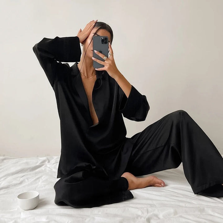 Silky Oversized Pajama Set | Elegant Loungewear