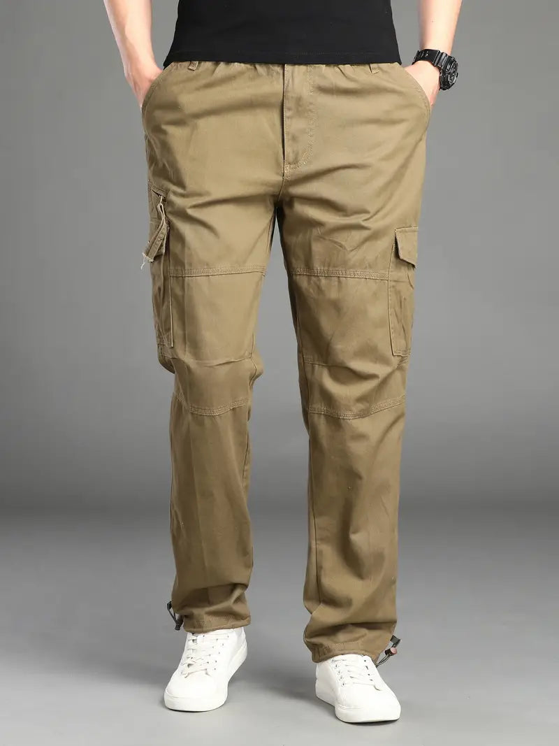 Straight-Fit Cargo Pants | Adjustable Waist & Pockets