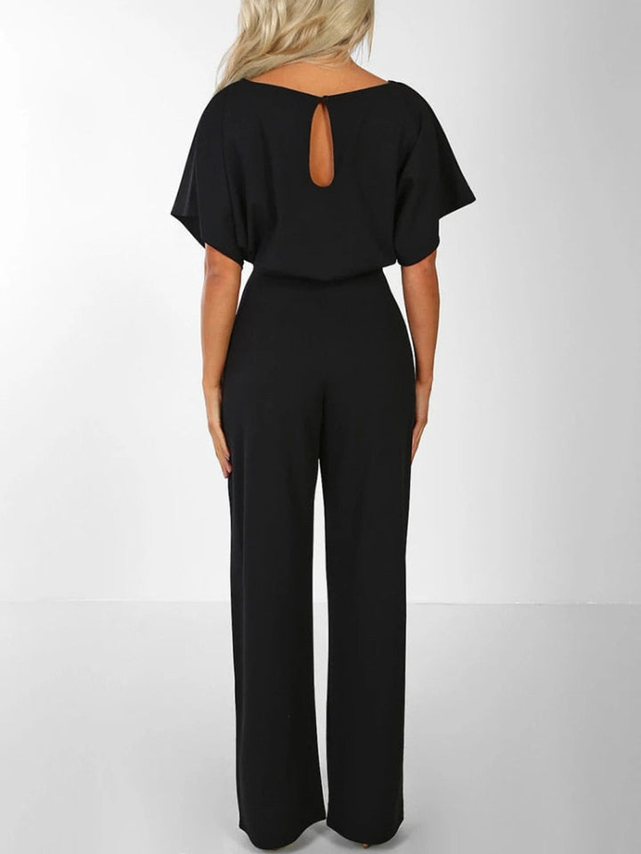 Elegant Wide-Leg Jumpsuit with Belted Waist