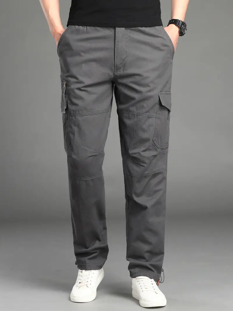 Straight-Fit Cargo Pants | Adjustable Waist & Pockets