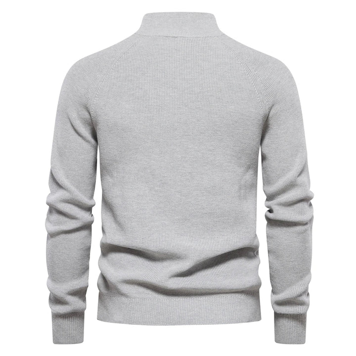 Quarter-Zip Ribbed Knit Sweater with Warm Lining