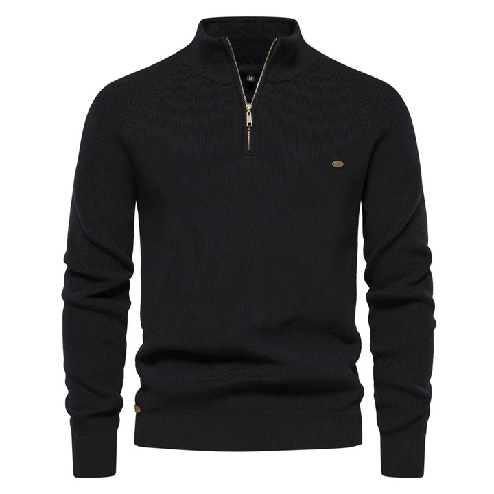 Quarter-Zip Ribbed Knit Sweater with Warm Lining