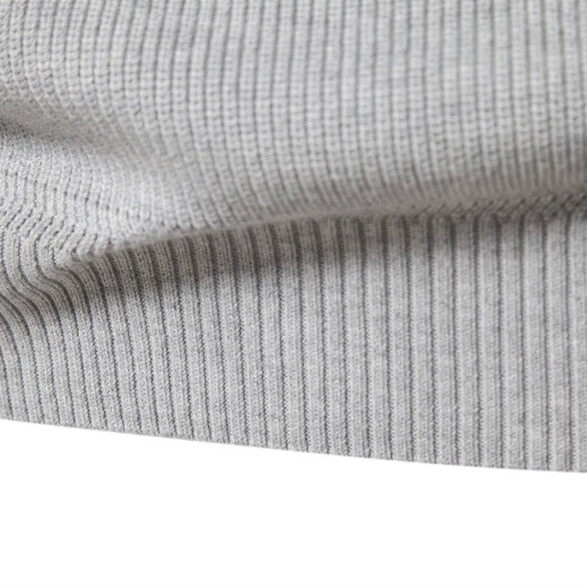 Quarter-Zip Ribbed Knit Sweater with Warm Lining